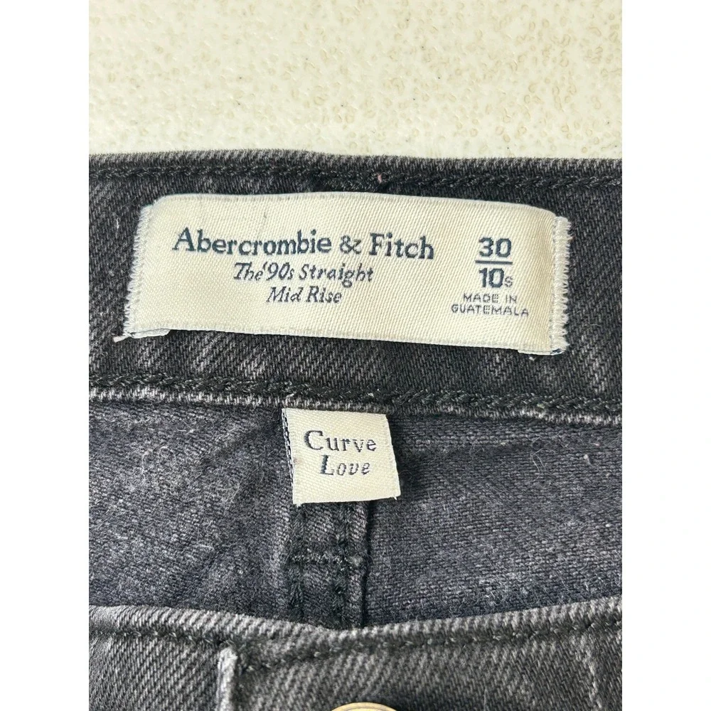 Abercrombie & Fitch The 90s Straight Mid Rise Black‎ Denim Jeans 30/10s